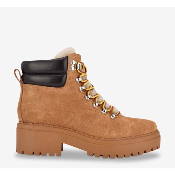 NEW Marc Fisher LTD Tan Suede Leather Nairy Hiking Boots, Sz 9.5M (JJ) - Picture 2 of 12